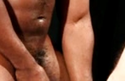 White boy between two pieces of black meat