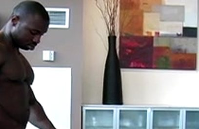 Ebony bodybuilders Marc Williams and Nubius have anal sex