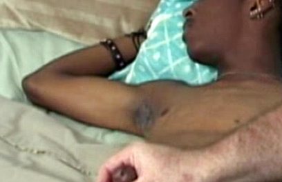 Hung black boys gets jerked off and shoots a load of cum.