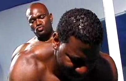 Ebony bodybuilders Flex Deon and Soloman fucking in a gym